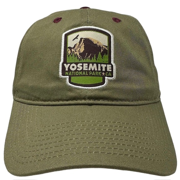 Yosemite National Park Men's Embroidered Patch Dad Snapback Hat Cap in Olive - Picture 2 of 5